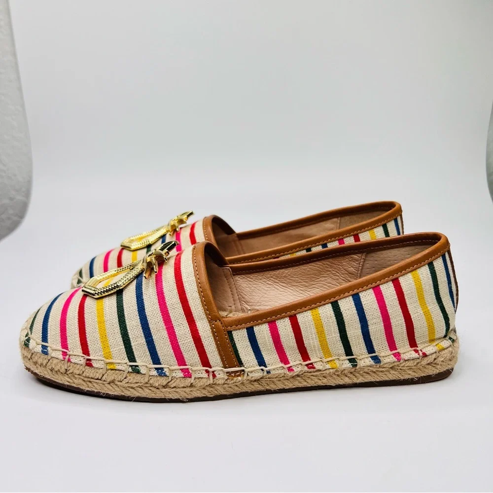 Louise et Cie Adige Rainbow Striped Jute-Wrapped Sole Espadrille Slip On Flats